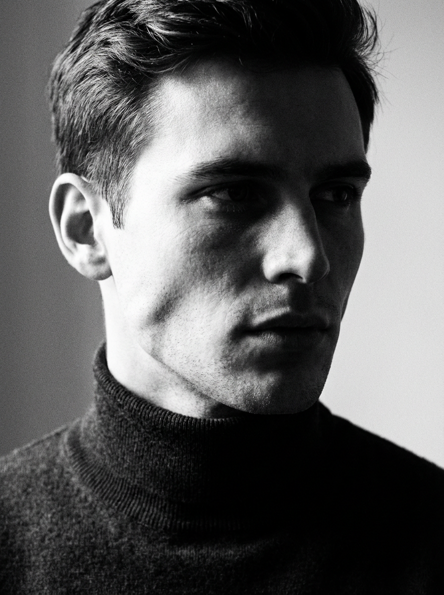 Close-up portrait with dramatic shadows