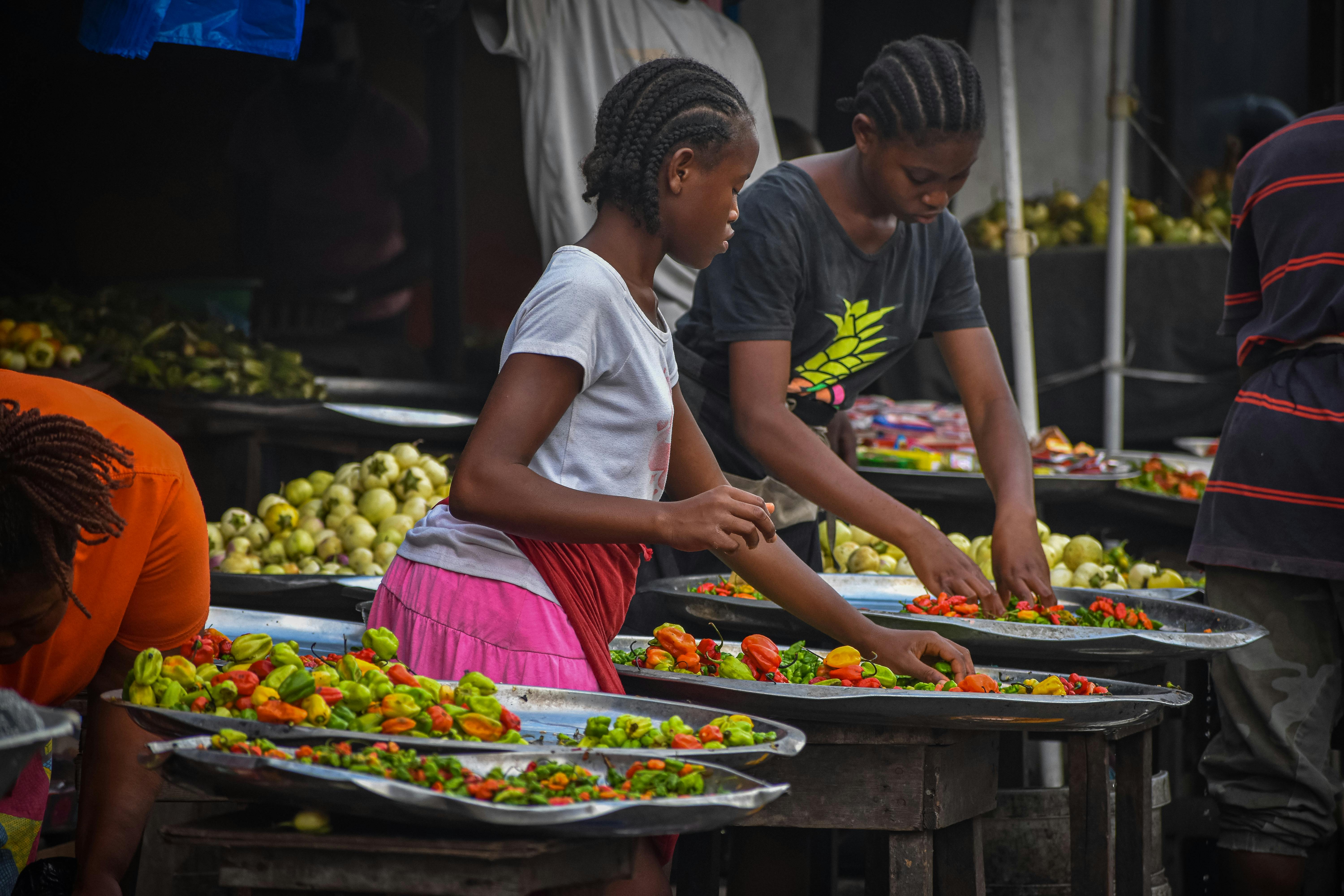 Local market scene with vivid colors